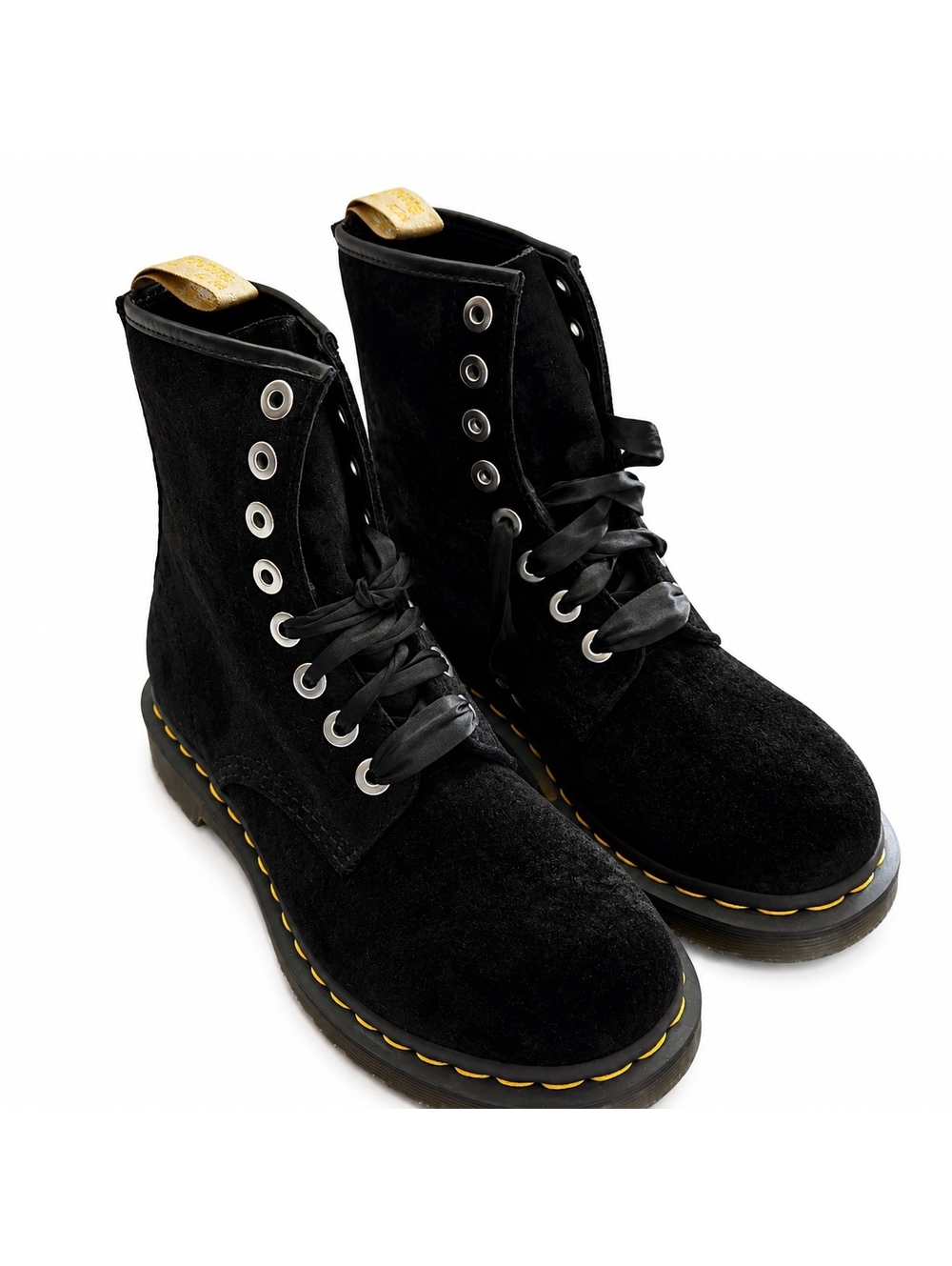 Dr. Martens 1460 Pascal Black Velvet Boots Wmns Size 7